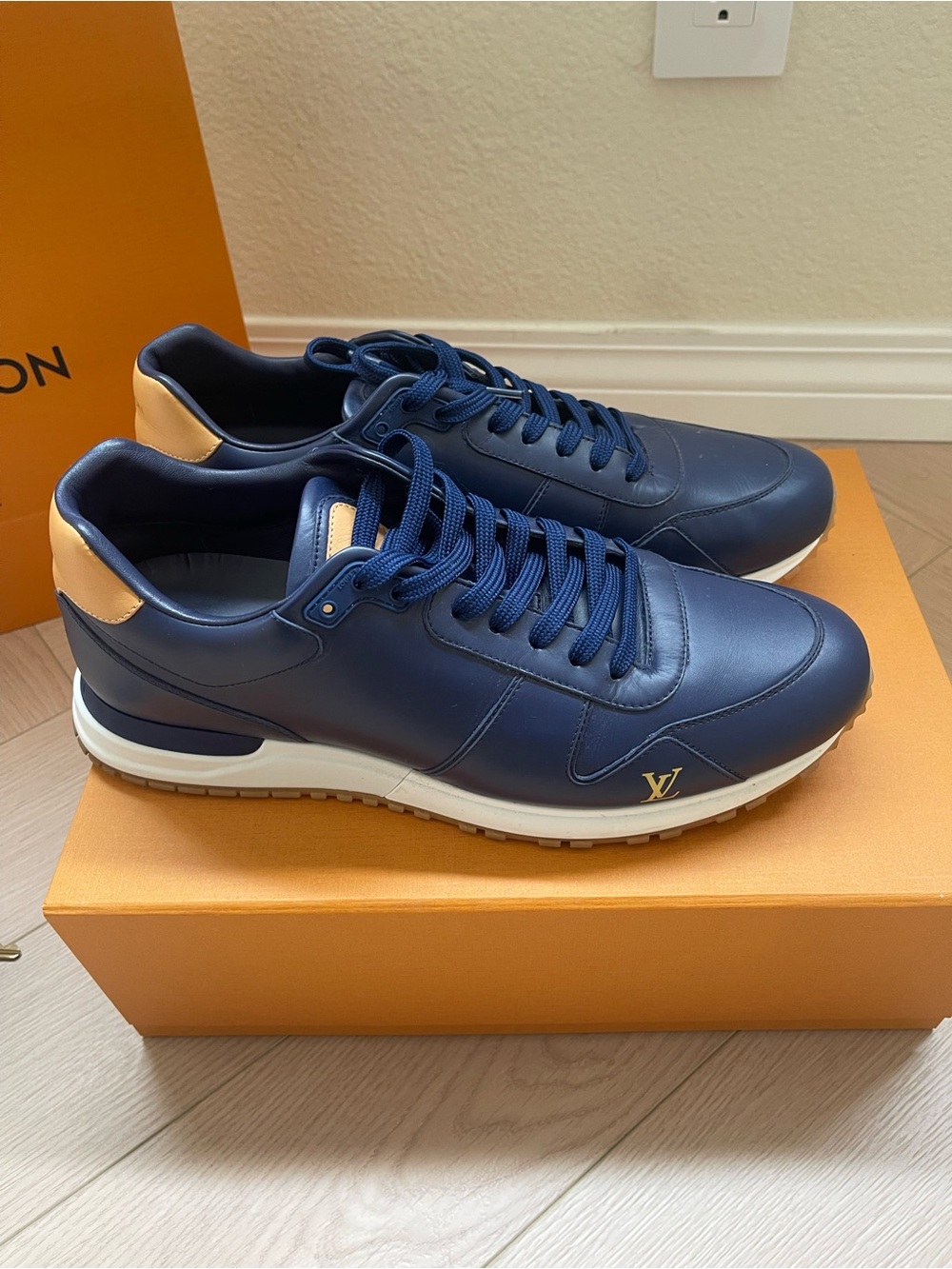 Louis Vuitton Men's Blue and Gold Low-Top Sneakers